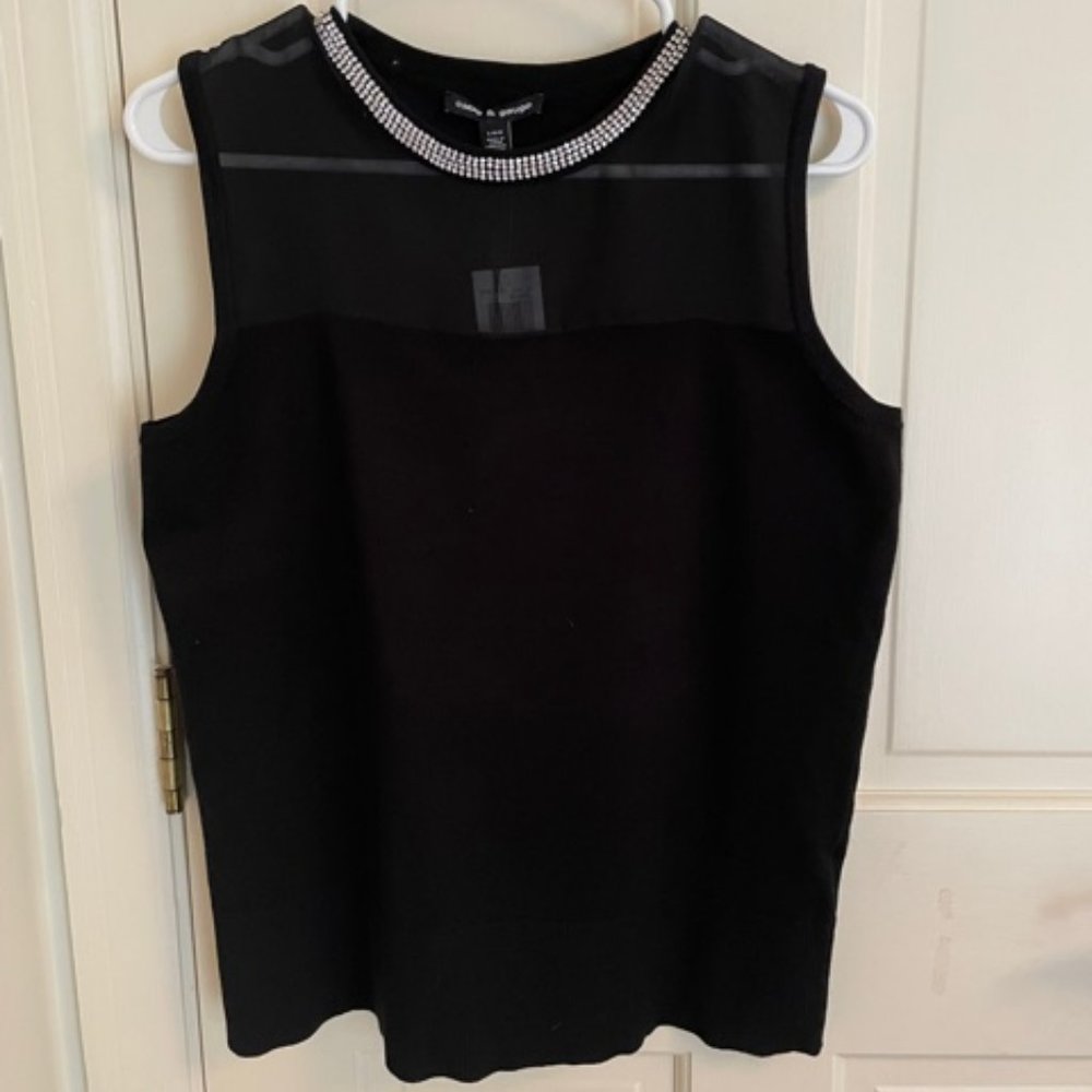 Black embellished Cable & Gauge holiday sweater, size L, new with tags